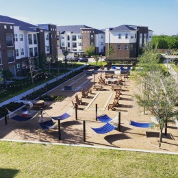 an activity field with hammocks