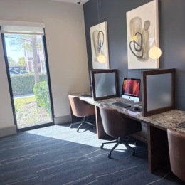a computer station area and private work area