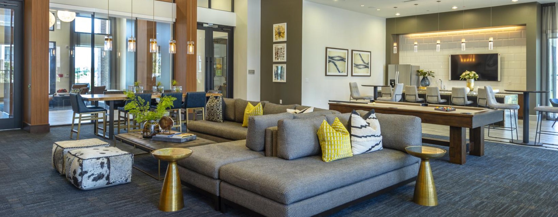 a room with a couch and coffee table
