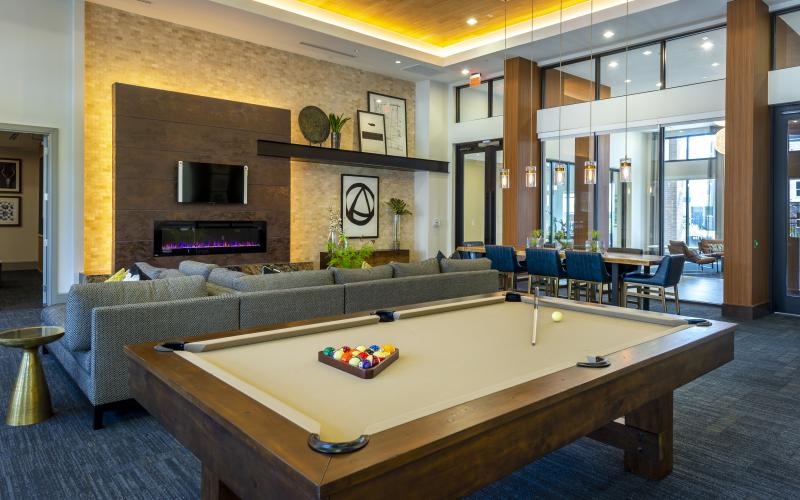 a room with a pool table
