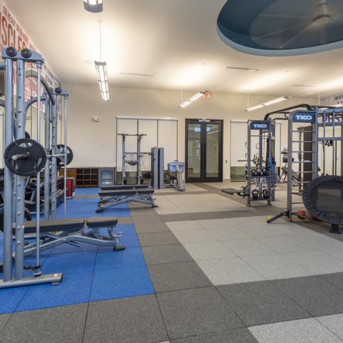 a gym with exercise equipment